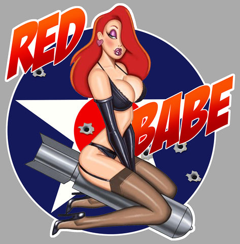 PINUP BOMB RED BABE PC247